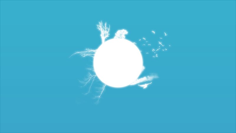 White Circle with Birds — Blue
