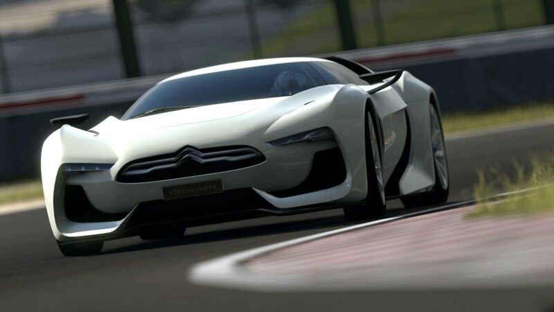 White Citroën concept car on track