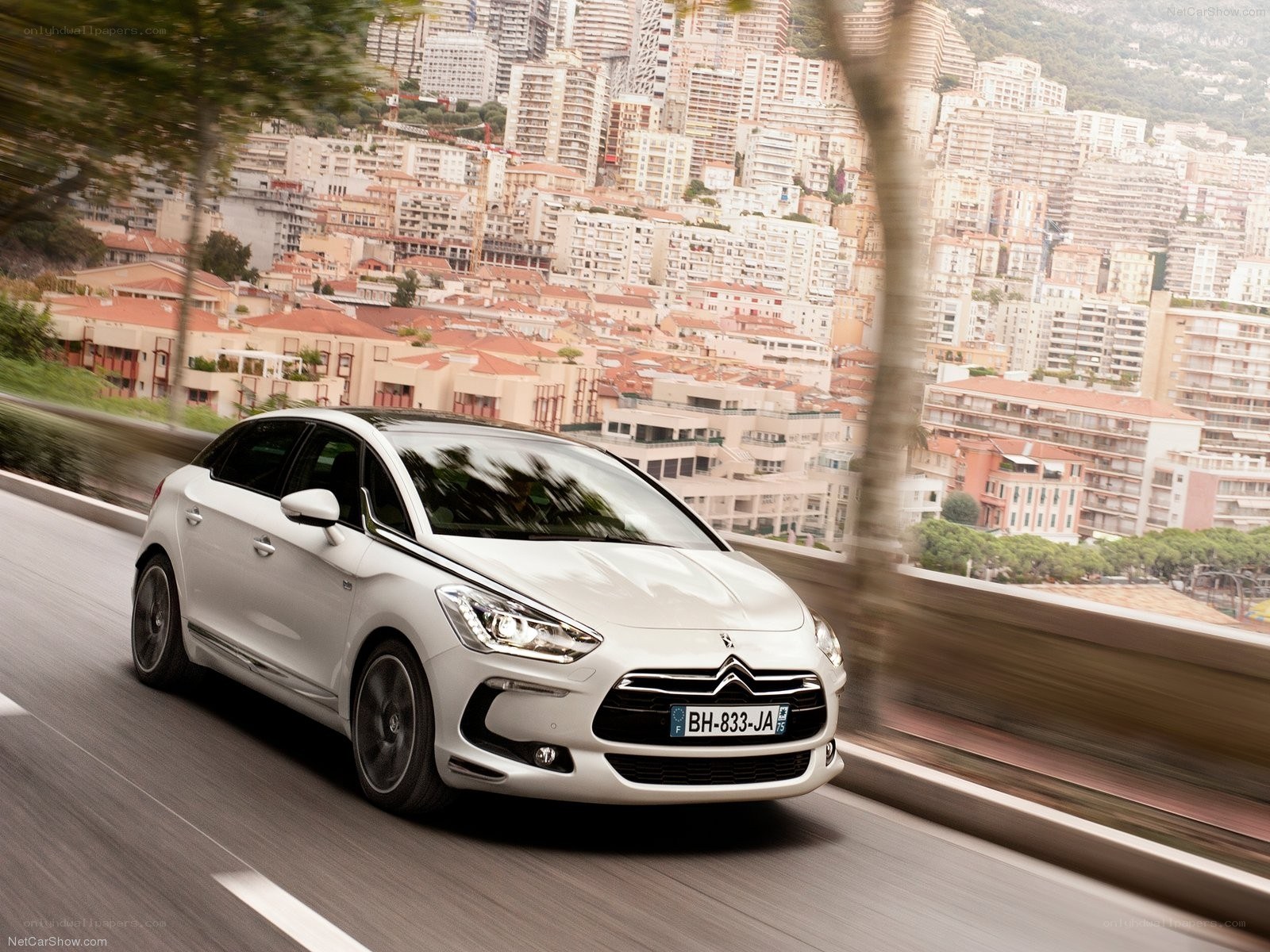 White Citroën DS5 in motion