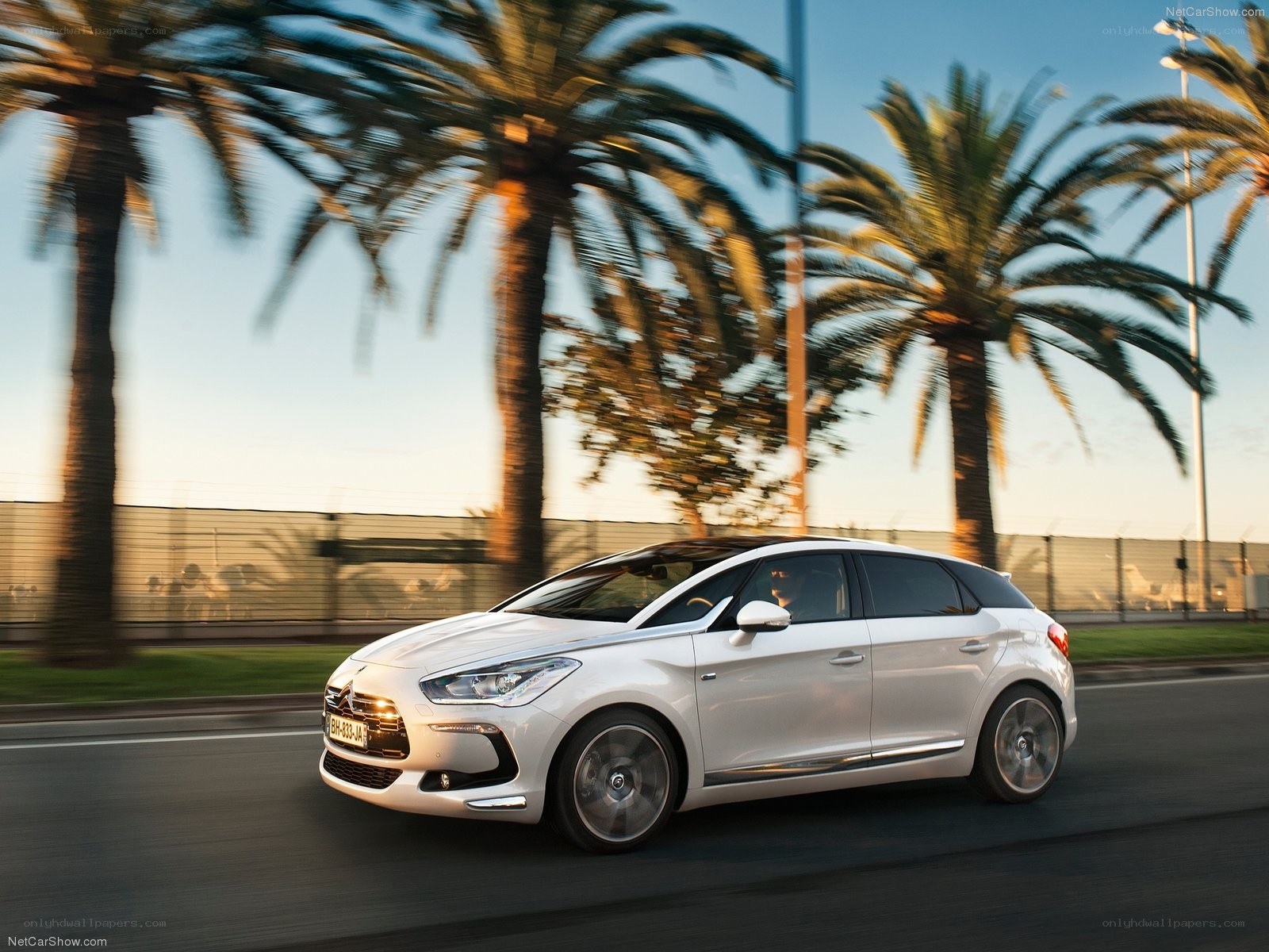 White Citroën DS5 in motion