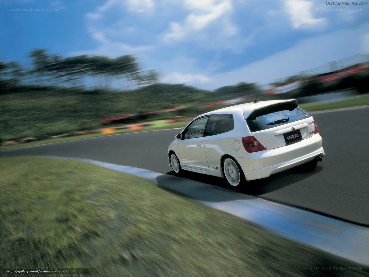 white civic r on racetrack
