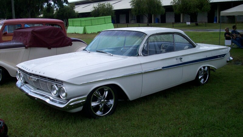 White Classic Car — Calm, Afternoon, Photograph, Grass, People, Tent