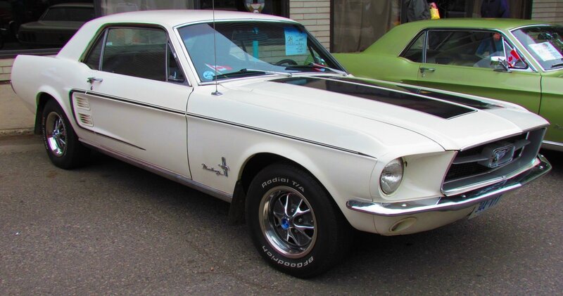 White Classic Car — Calm, Afternoon, Photograph, Green Car