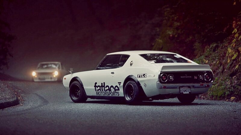 White Classic Car — Dramatic, Night, Photograph, Road