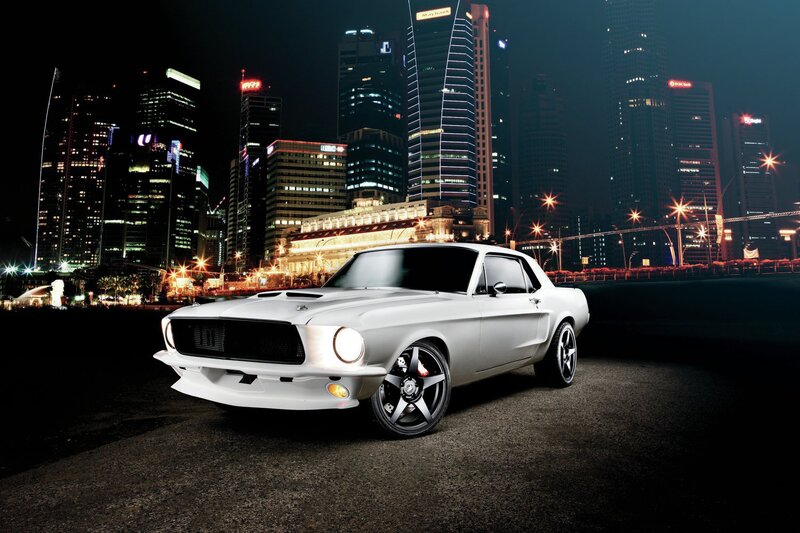 White Classic Car — Dramatic, Night, Photograph
