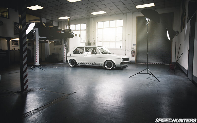 White Classic Car — Dramatic, Photograph, Car Lift