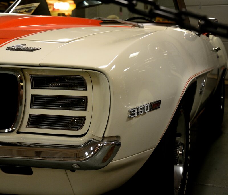 White Classic Car — Dramatic, Photograph, Headlight