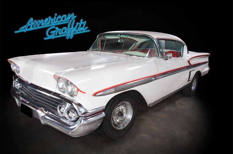 White Classic Car — Dramatic, Photograph, Neon Sign