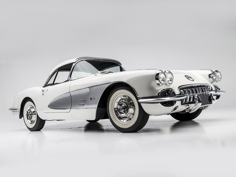 White Classic Car — Neutral, Photograph, Chrome Grille