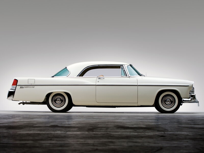 White Classic Car — Neutral, Photograph, Wood Floor