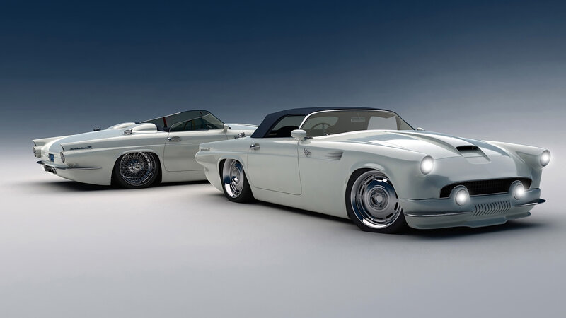 White Classic Convertibles — Dramatic, 3d Render, Cars