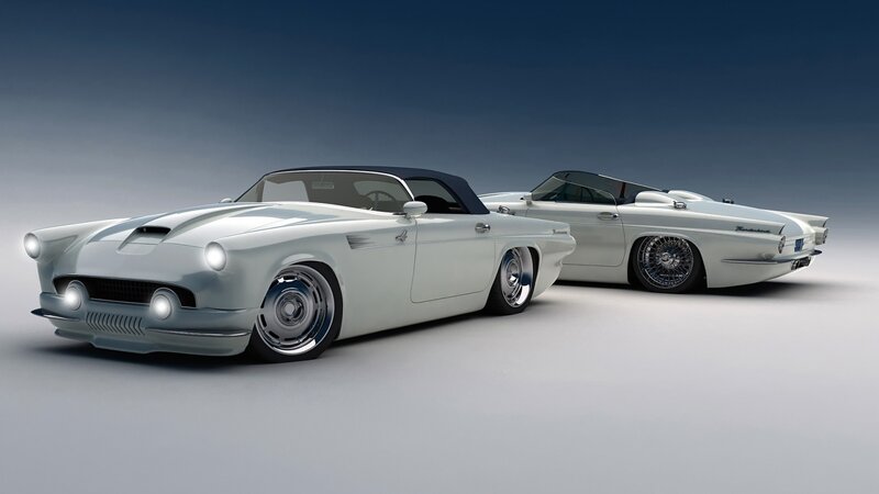 White Classic Convertibles — Dramatic, 3d Render