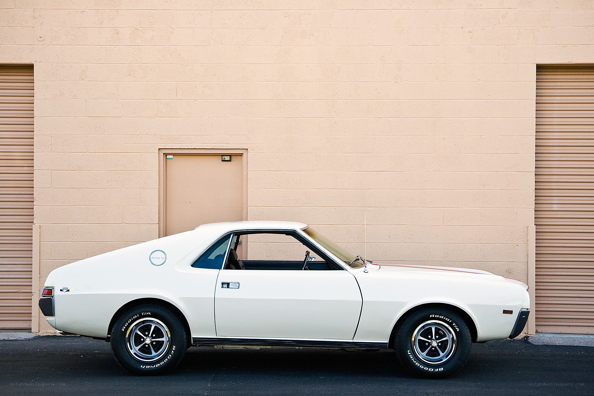 white classic muscle car