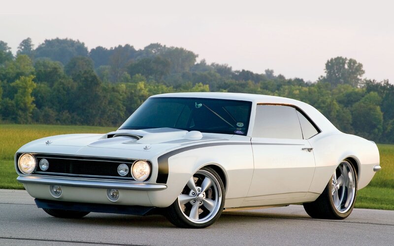 white classic muscle car