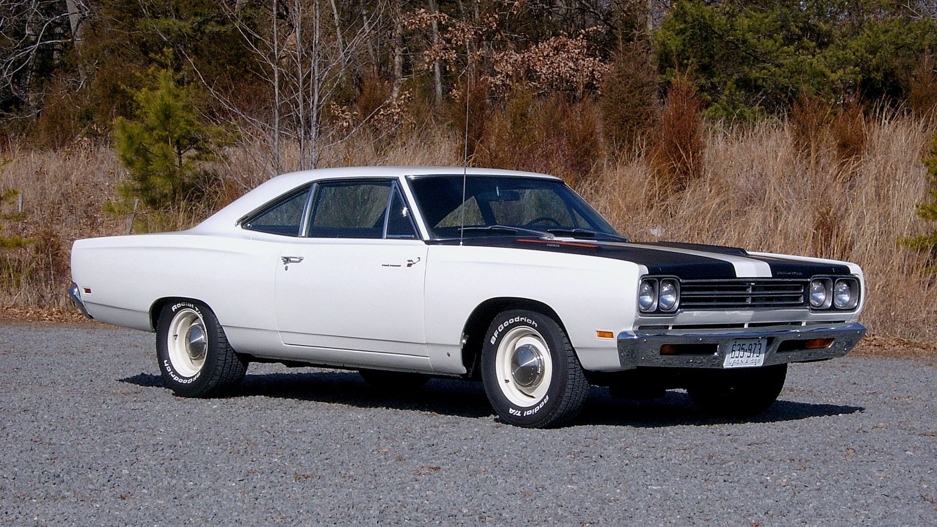 white classic muscle car