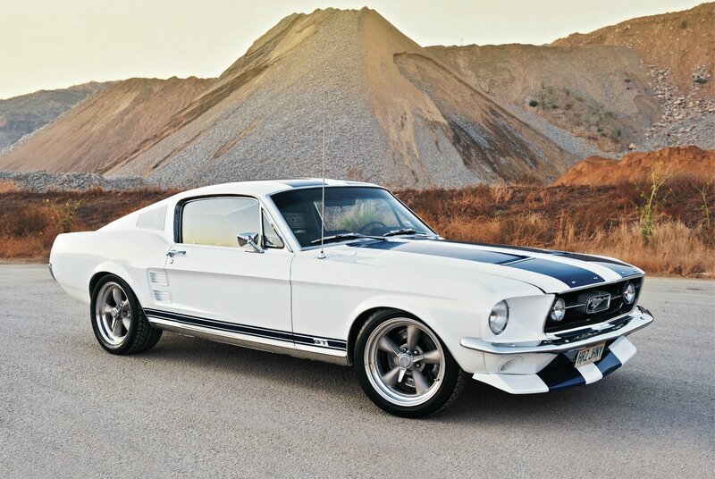 White Classic Muscle Car — Dramatic, Sunset, Photograph