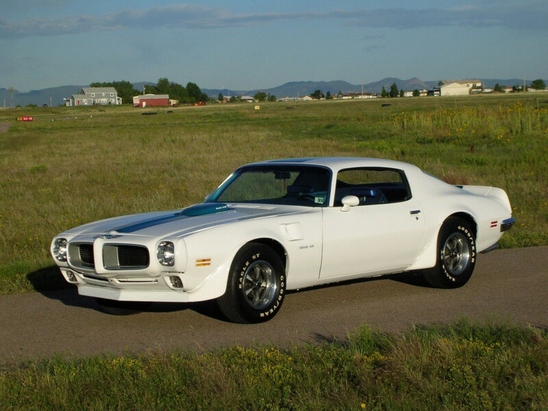 White classic muscle car in field