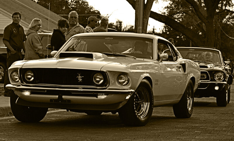 White Classic Muscle Car — Sepia