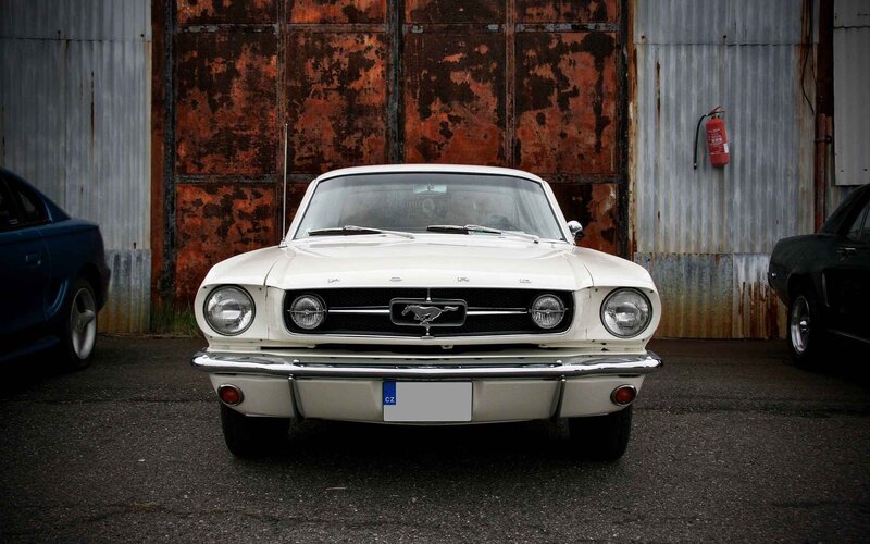 White Classic Mustang — Dramatic