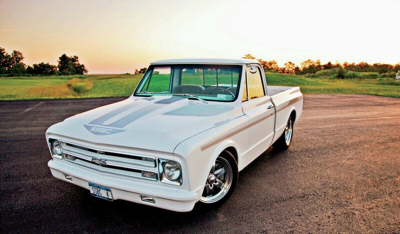 White Classic Pickup Truck — Serene, Sunset