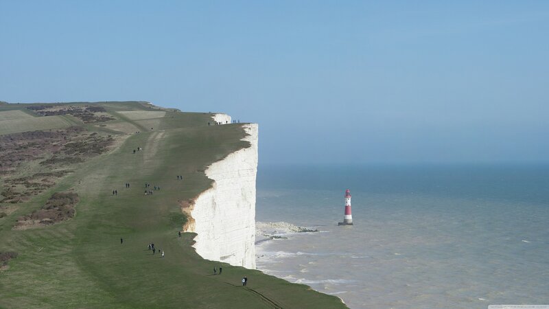 White Cliffs and Lighthouse — Blue