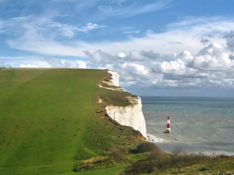 White cliffs and lighthouse