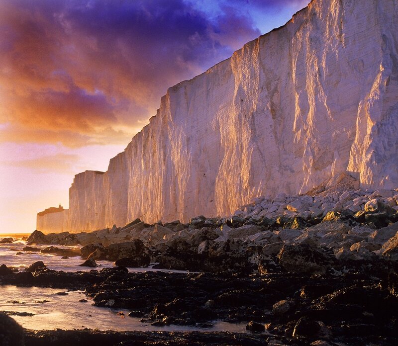 White cliffs at sunset