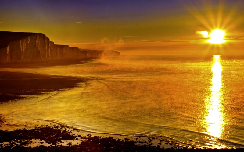 White Cliffs at Sunset — Gold