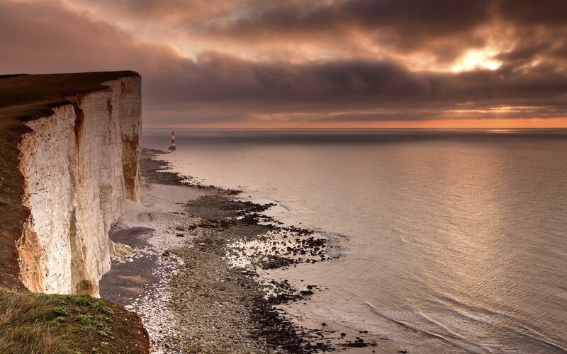 White Cliffs at Sunset — Orange, Dramatic, Photograph