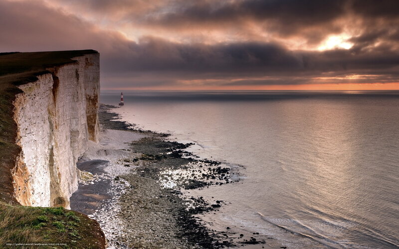 White Cliffs at Sunset — Orange, Dramatic