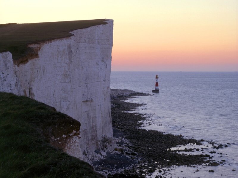 White cliffs at sunset