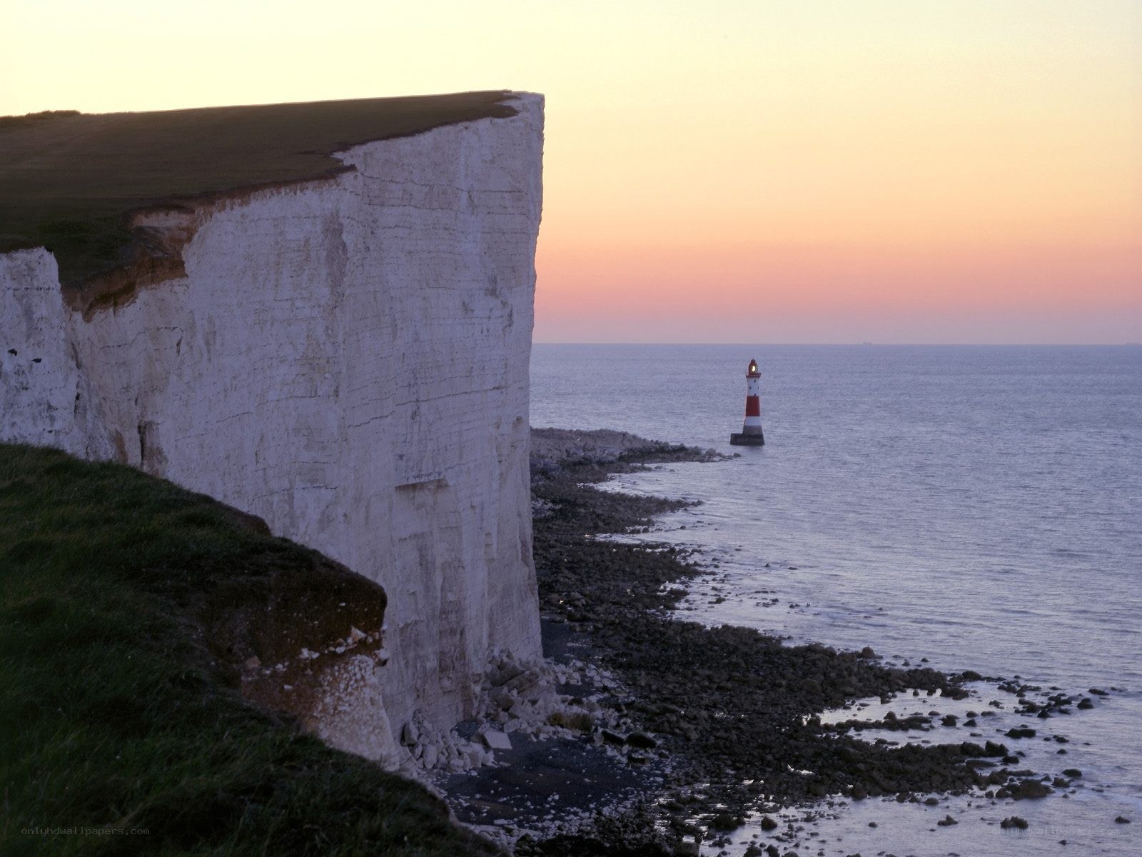 White cliffs at sunset