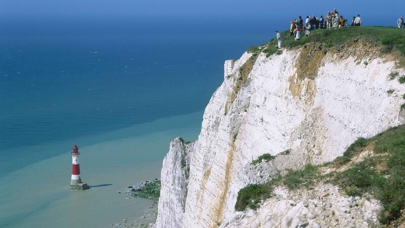 White Cliffs with Lighthouse — Blue