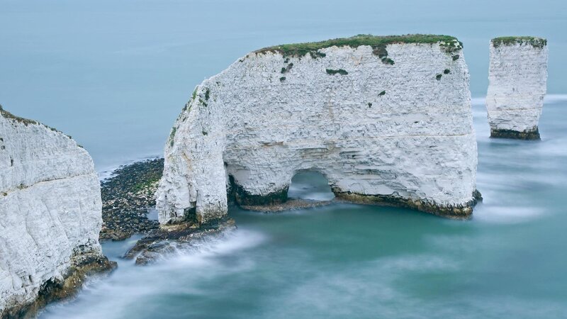 White cliffs with sea arch
