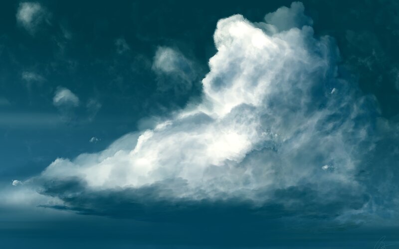 White Cloud in Blue Sky — Dramatic, Digital Art