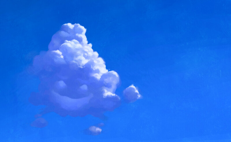 White Cloud in Blue Sky — Serene, Afternoon, Digital Art