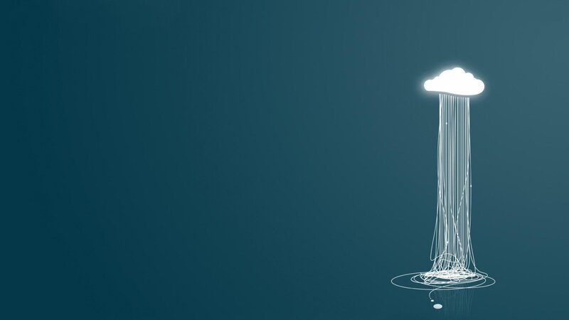 white cloud raining on blue background
