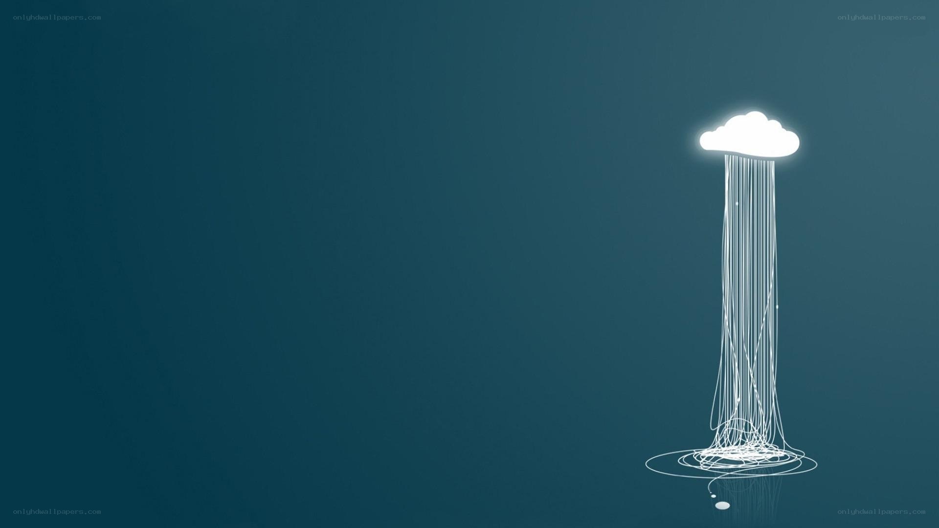 white cloud raining on blue background