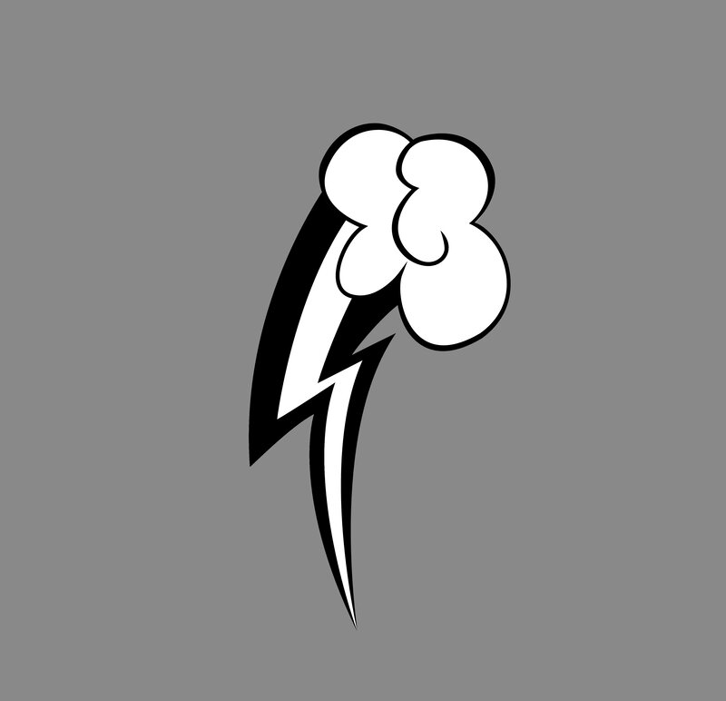 White Cloud with Lightning Bolt