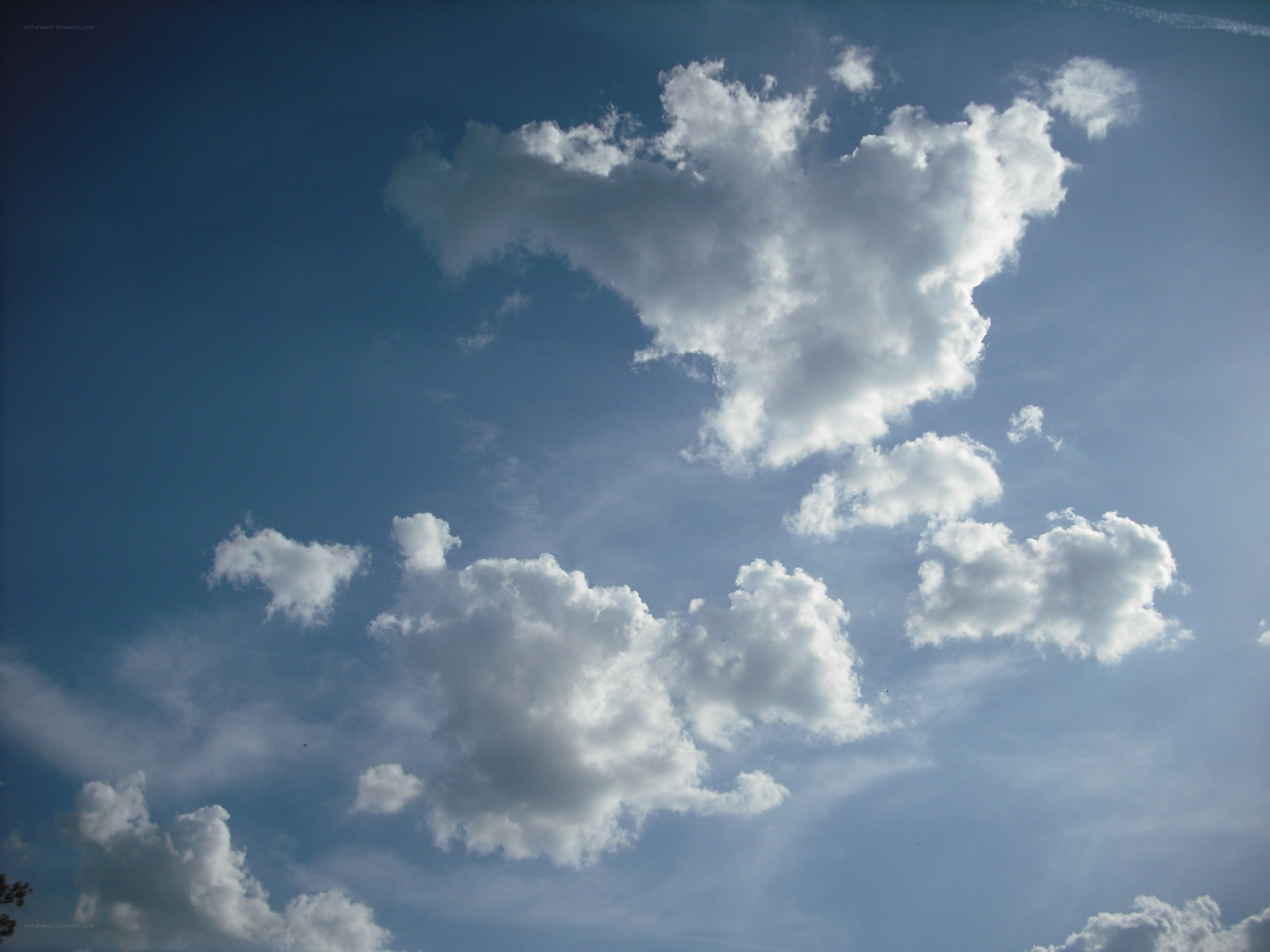White clouds in blue sky