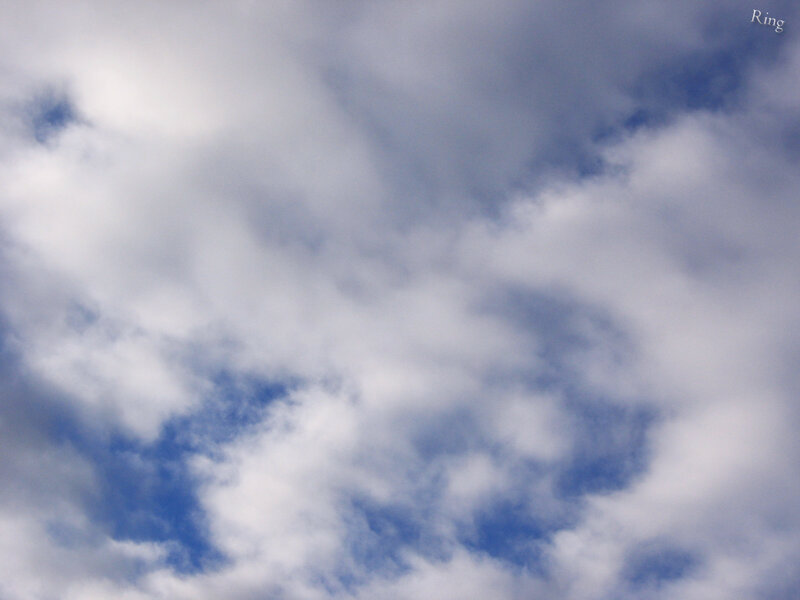 White Clouds in Blue Sky — Calm, Afternoon, Photograph, Ring