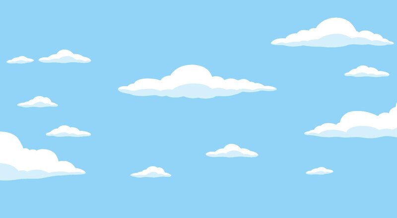 White Clouds in Blue Sky — Calm, Afternoon, Vector Art