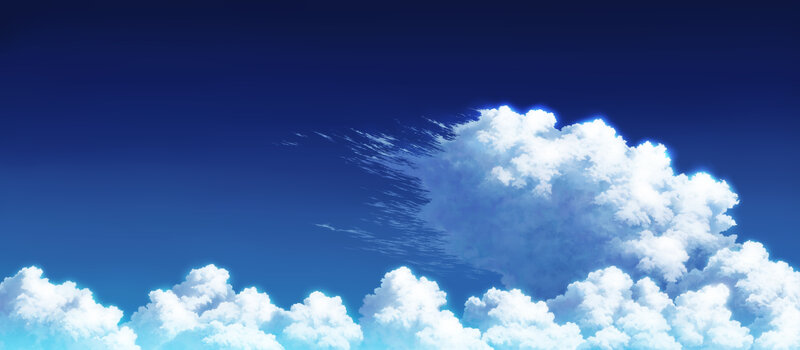 White Clouds in Blue Sky — Serene, Afternoon, Digital Art
