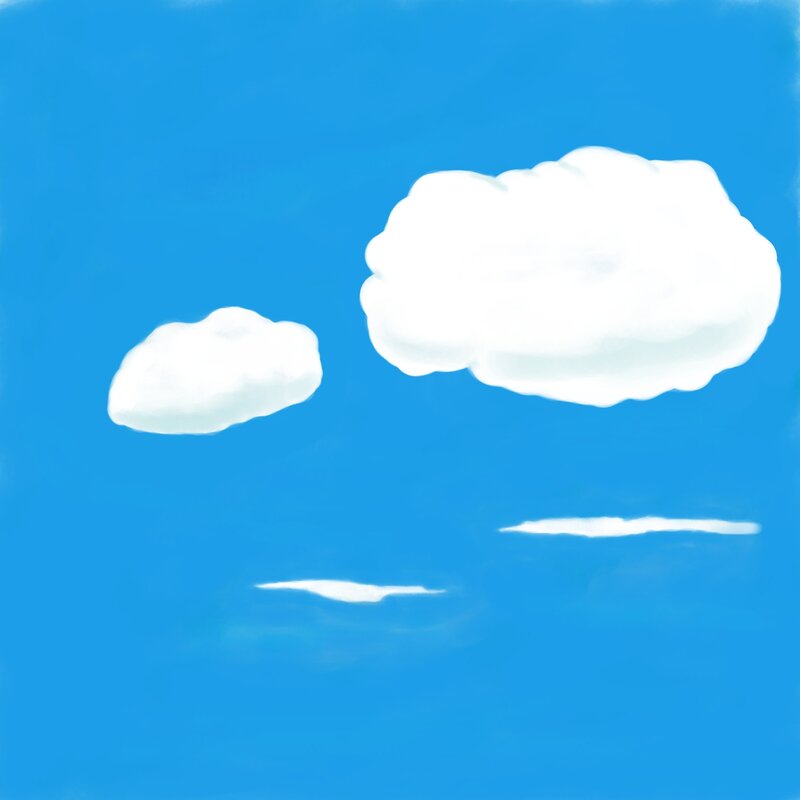 White Clouds in Blue Sky — Serene, Afternoon, Illustration