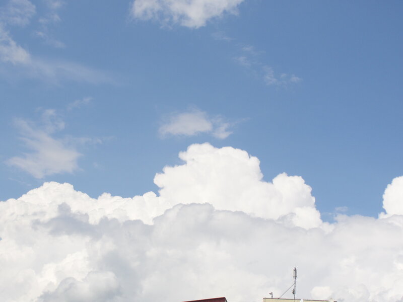 White Clouds in Blue Sky — Serene, Afternoon, Photograph, Antenna