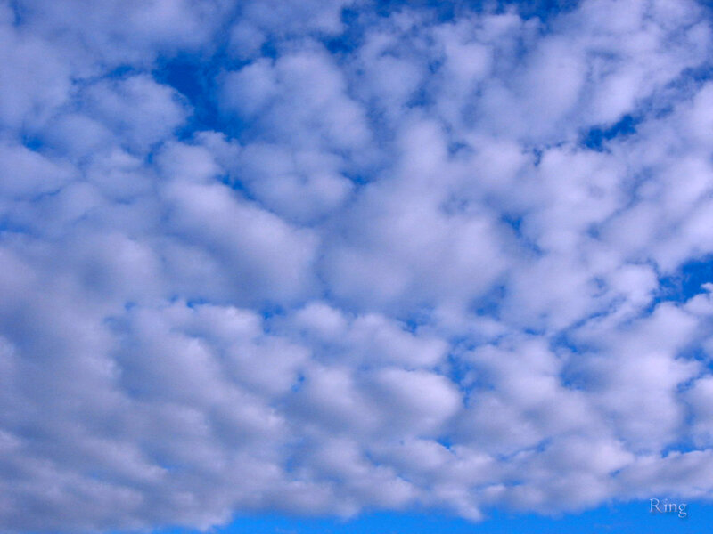 White Clouds in Blue Sky — Serene, Afternoon, Photograph, Ring