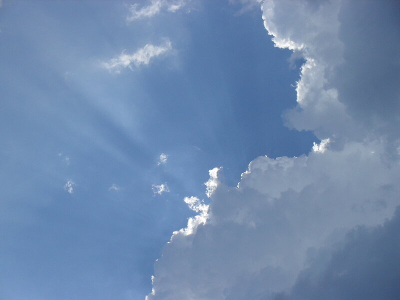 White Clouds in Blue Sky — Serene, Afternoon, Photograph, Sunlight