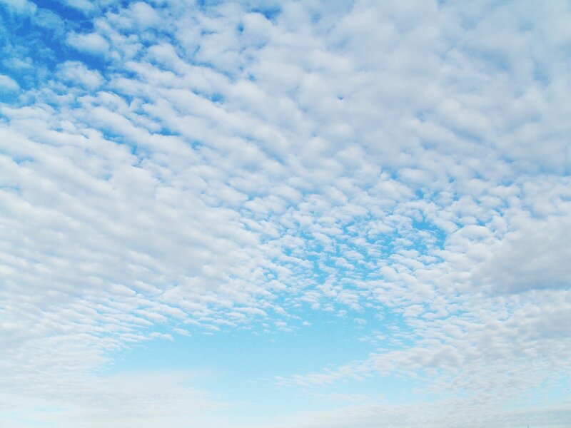 White Clouds in Blue Sky — Serene, Morning, Photograph