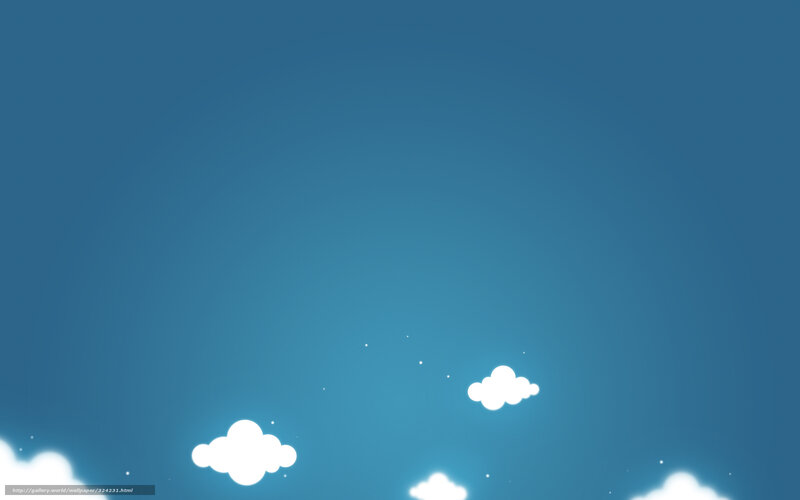 White Clouds in Blue Sky — Serene, Night, Digital Art