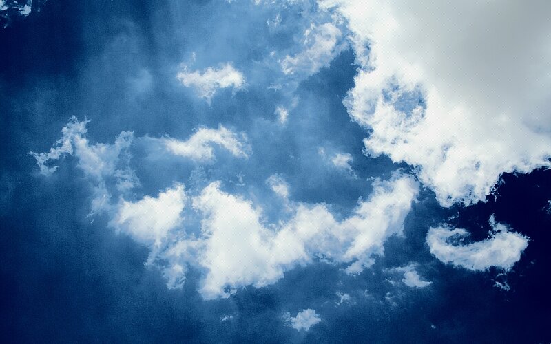 White Clouds in Blue Sky — Serene, Photograph